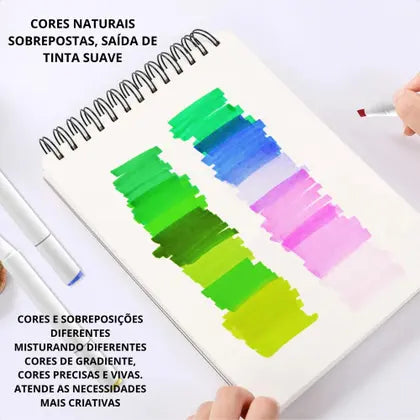 KIT ORIGINAL BOOBIE GOODS COM CONJUNTOS DE CANETAS PONTA DUPLA 120 CORES (CAPA DURA)