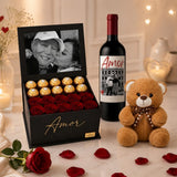 PRESENTE DIA DOS NAMORADOS BOX PERSONALIZADA, URSO E VINHO