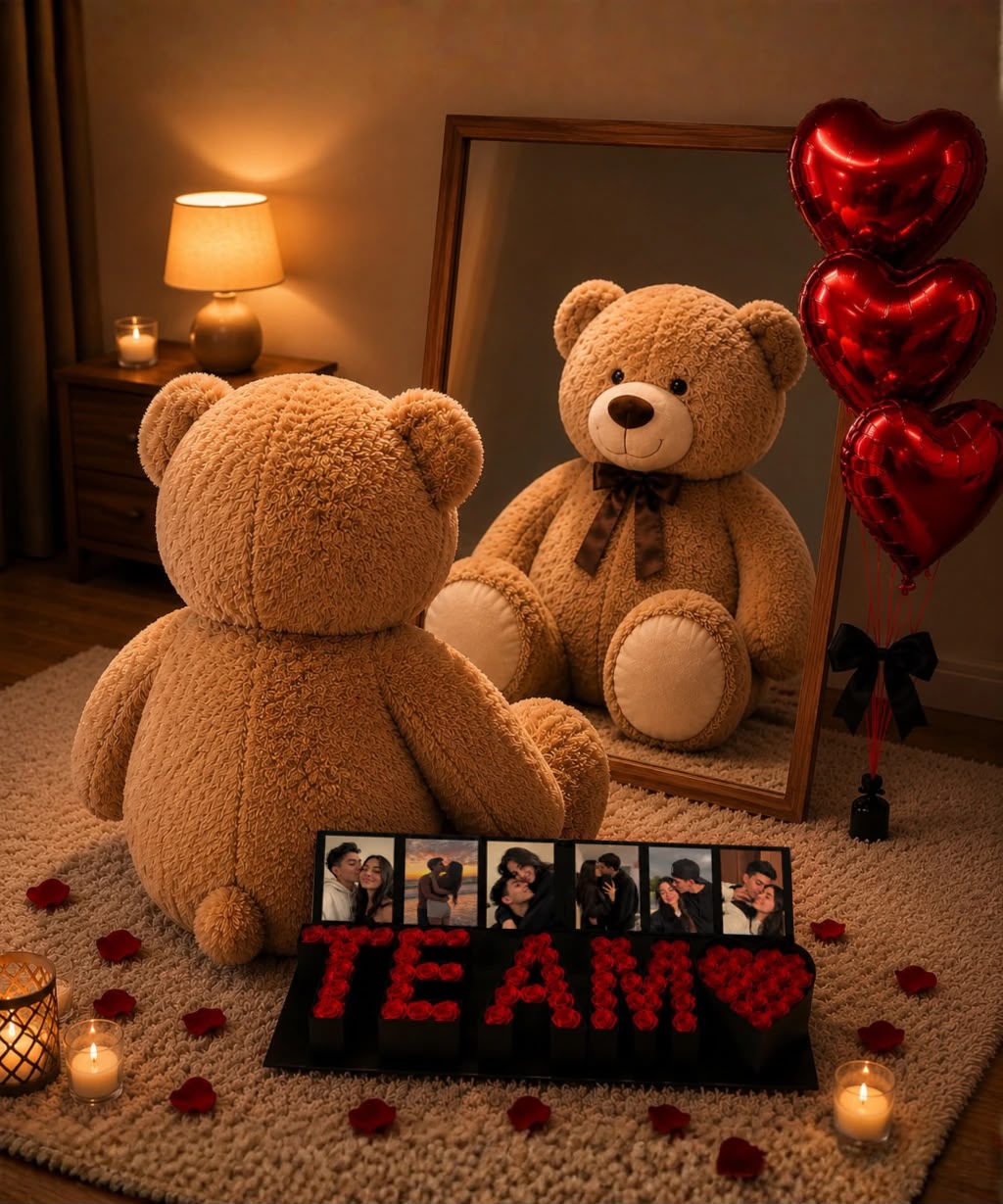 PRESENTE DIA DOS NAMORADOS URSO + BOX TE AMO COM FOTOS DO CASAL